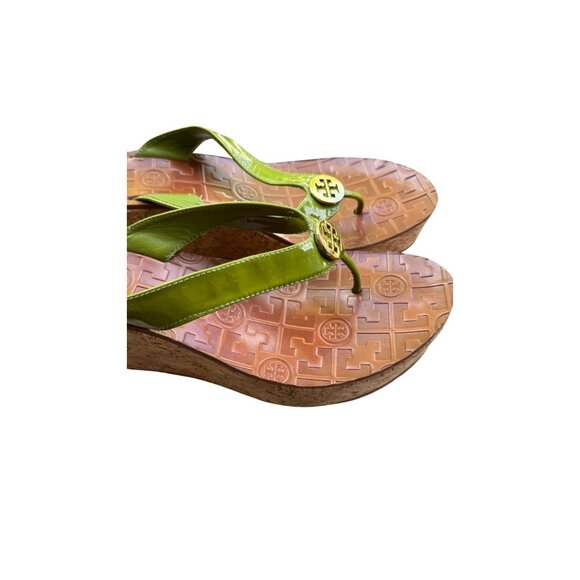 Tory Burch Flipflop Wedges Sandals Heels Green Women’s Size 8.5 - Picture 4 of 12